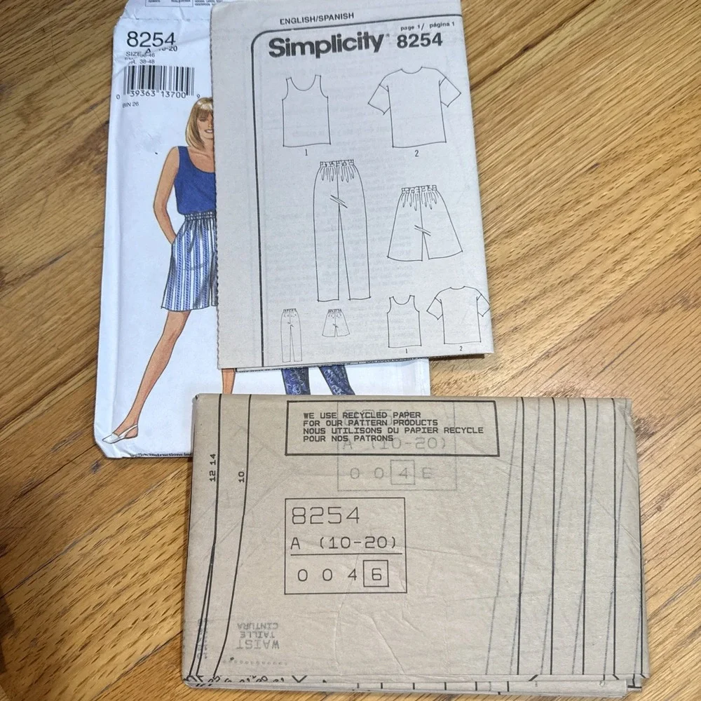 Vintage Simplicity 8254 Top Tank Pants Shorts Pattern Sz 10 12 14 16 18 20 Uncut